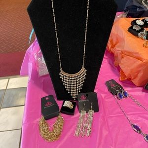 Gold Necklace, Ring, Earrings & Bracelet 💕💕 4 piece set Brand New